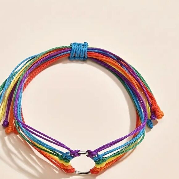 ❤ PRIDE wax rope braided set of  2 bracelets - Picture 2 of 9